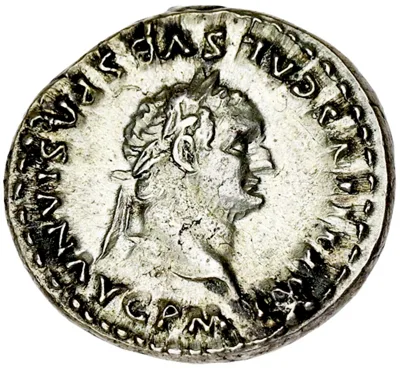 80 AD Imperial Rome, Titus AR Denarius, altar with dolphin EF and scarce