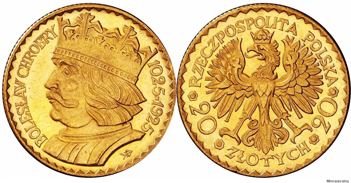 1925 Poland, Second Republic, Boleslaus I the Brave 20 Zloty ChUNC lustrous