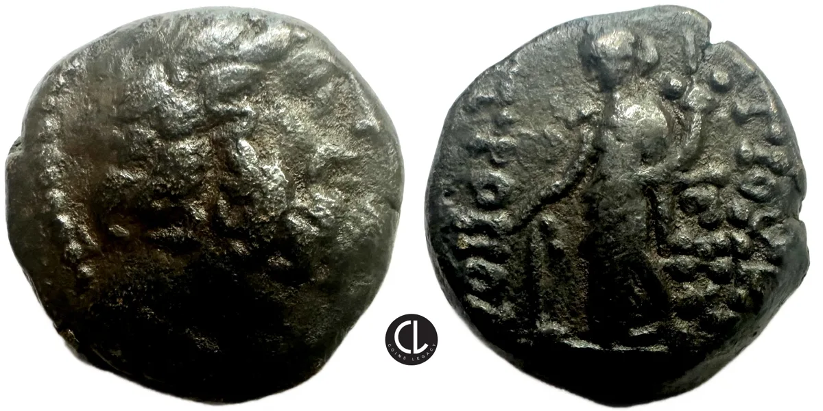 Seleukid Kingdom, Antiochos IX Eusebes Philopator (Cyzicenos), AE Circa 114-95 BC, Zeus / Tyche Standing - RR