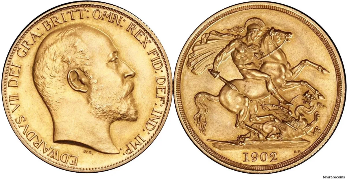 1902 Great Britain, Edward VII Matte Proof Two Pounds in FDC