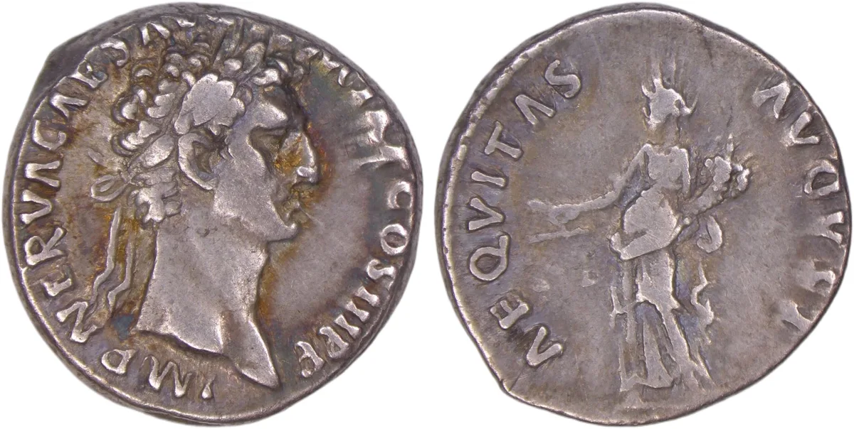 Nerva Denarius, Aequitas Reverse