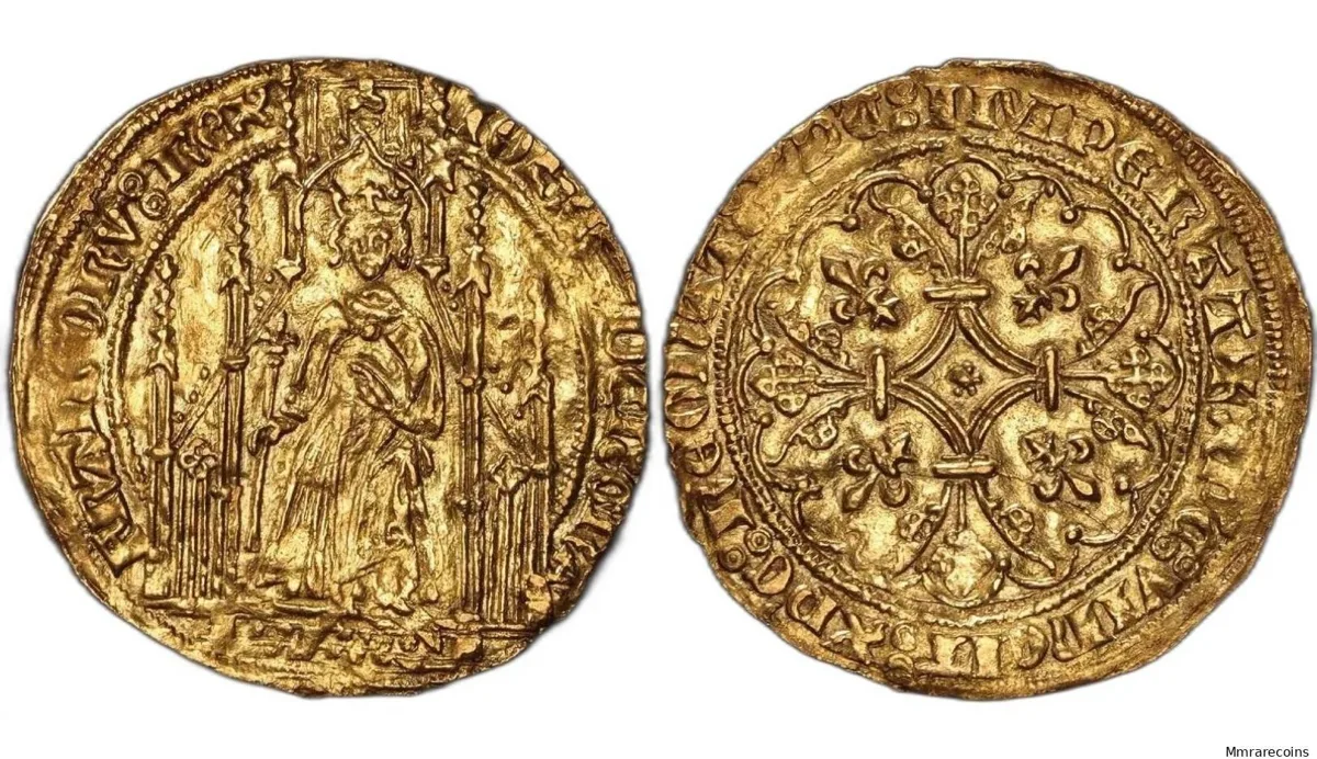 1350-1364 France Jean II le Bon Royale d'Or Second issue in gEF toned very scarce
