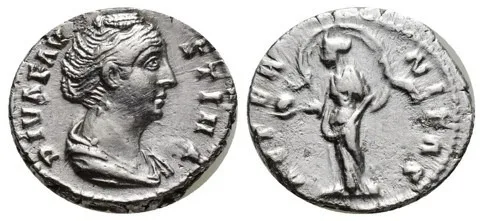 Faustina I -Silver Denarius A.D. 141 - RIC III # 351a DIVA FAVSTINA - AETERNITAS