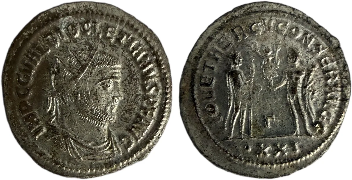 Diocletian. Antioch. AD 285. Silvered Bronze Antoninianus Huge Flan, Silvered