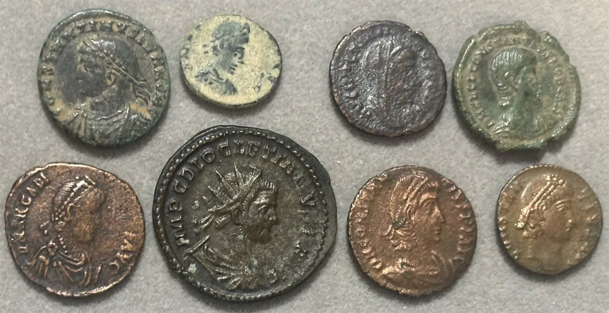 Lot of 8 Roman coins- Diocletian, Arcadius etc.