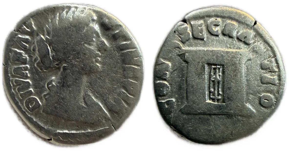 Diva Faustina Junior, died 175/6. Denarius Consecratio Reverse