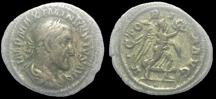 ROMAN: Maximinus Thrax, 235-238 AD (Struck 235 and 236 AD) AR 21.7mm, 2.61g. Denarius, Rome Mint, Toned