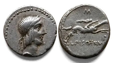 L. Calpurnius Piso Frugi AR Denarius. Rome, 90 BC. Crawford 340/1