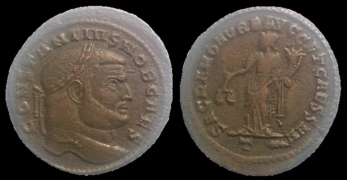 Roman: Constantius, as Caesar (Struck 300-303 AD) AE 27mm 8.61gm Follis, Beautiful light brown toning, Well Centered,  Rome. VF