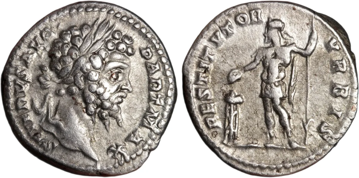 Septimius Severus Silver Denarius 200AD RESTITVTOR VRBIS Reverse