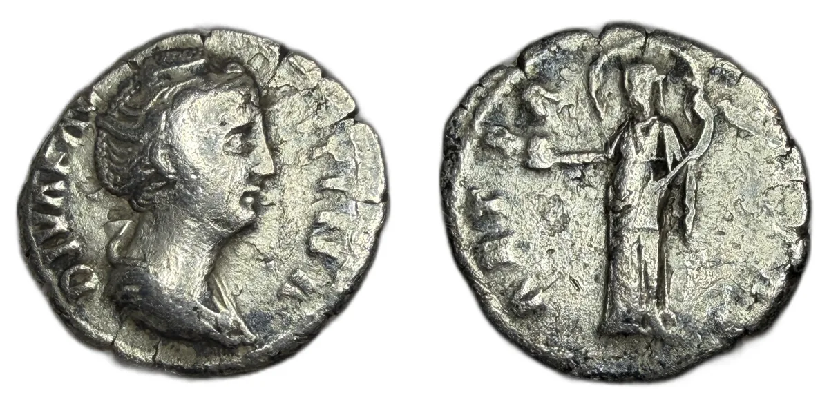 Diva Faustina Senior (AD 138-140/1). AR denarius RIC 351 Aeternitas with Veil