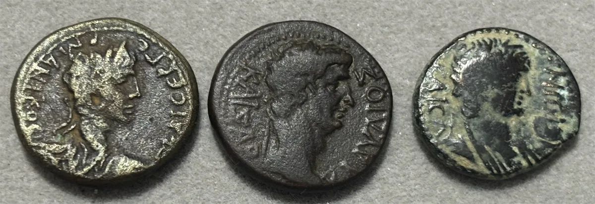 Lot of 3 provincial coins of Caligula, Claudius & Nero