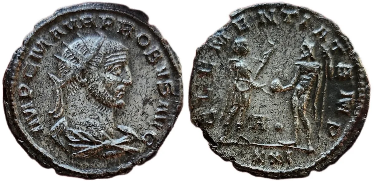 Antoninianus of Emperor Probus (276–282 AD). Fully Silvered