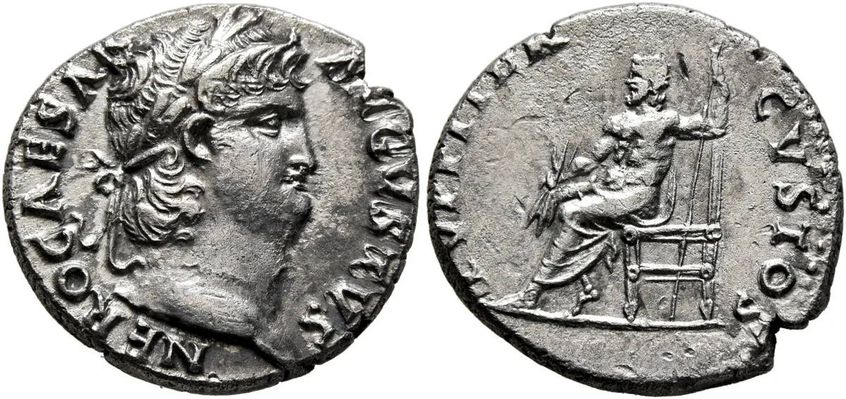 Nero, AD 54-68. AR denarius, Rome mint, struck circa AD 64-65