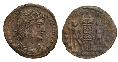 Constantine I the Great AD 330-335 AE3 19mm 2.4g GLORIA EXERCITVS Two Soldiers Two Standards – VF