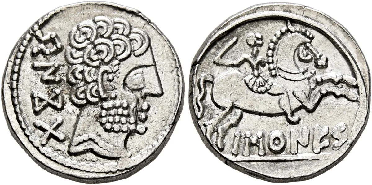 Iberia, north-eastern Spain, Barskunes (modern Pamplona region). Silver denarius