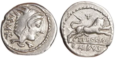 Roman Republic Silver Denarius 105BC L. Thorius Balbus