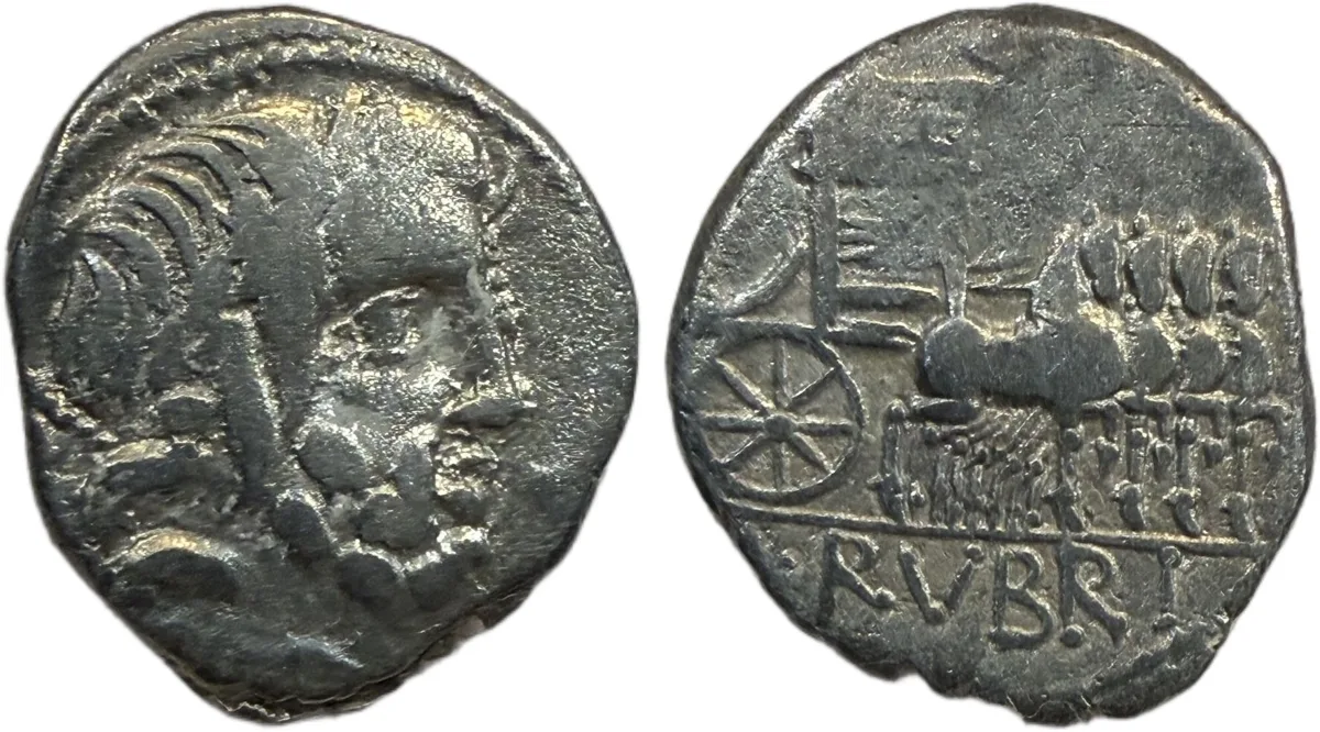 L. Rubrius Dossenus. Denarius,