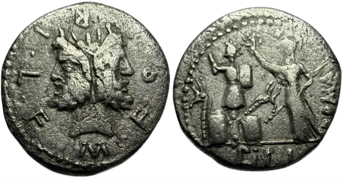 M. Furius L.f. Philus. Denarius. Rome. 120 BC