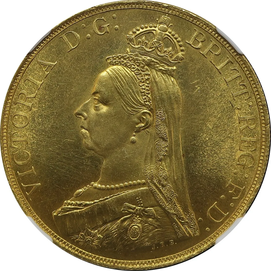 Great Britain Victoria AV Five Pounds MS62