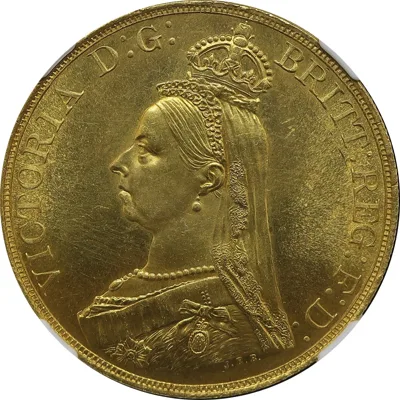 Great Britain Victoria AV Five Pounds MS62