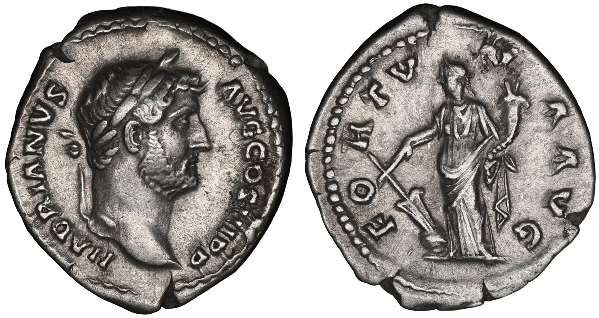 Hadrian. Silver denarius, Rome, AD 119 – 122