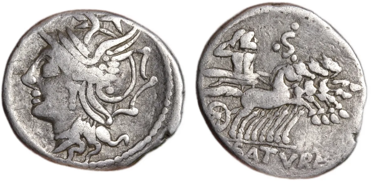 Roman Republic Silver Denarius 104BC L. Appuleius Saturninus