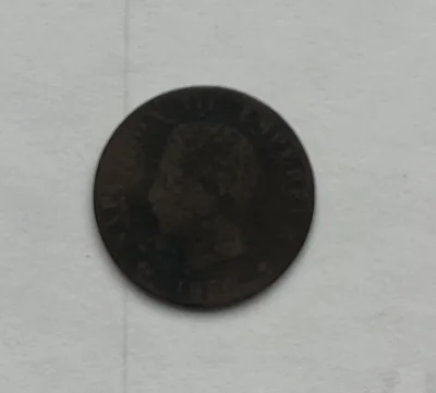 1856A FRANCE NAPOLEON III EMPEROR 10 CENTIMES BRONZE COIN