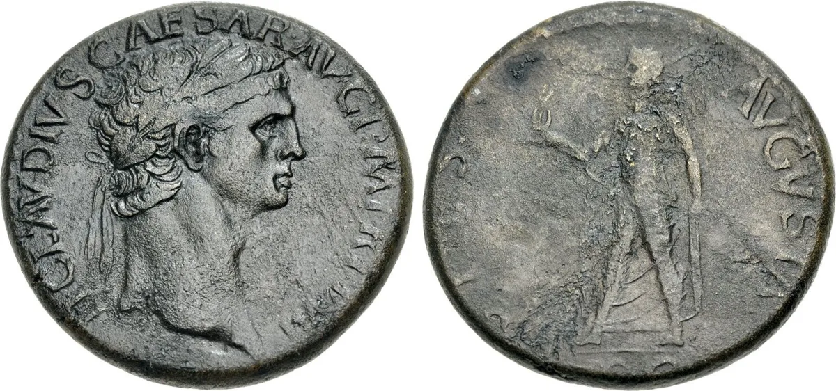 Claudius. AD 41-54. Æ Sestertius Rome mint. Struck AD 41-42 VF