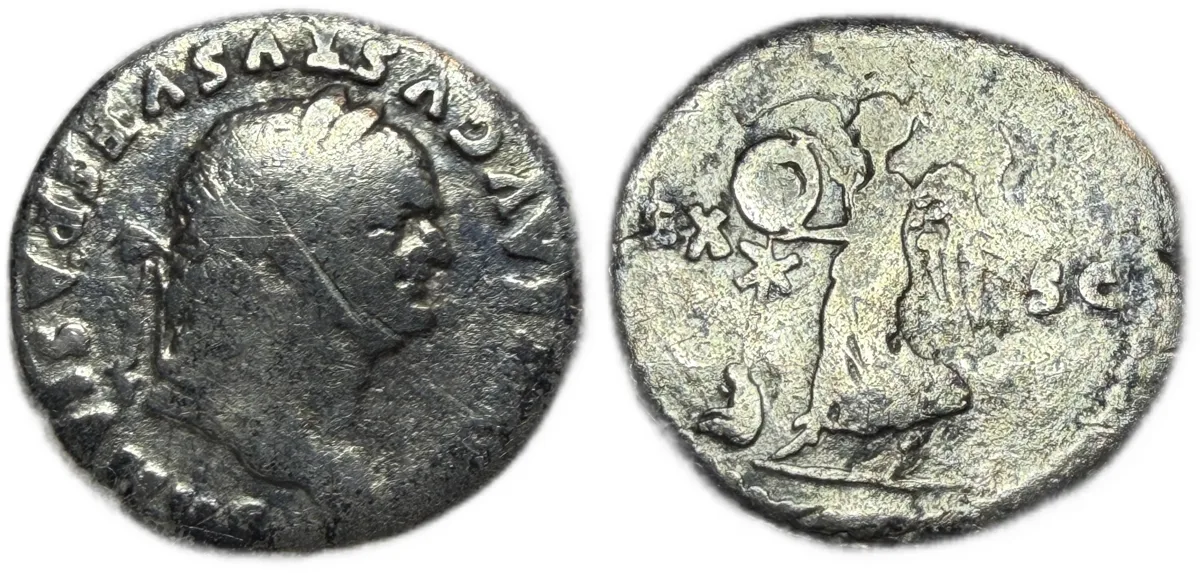 Divus Vespasian, died in 79. Denarius (2.45 g) Rome Judea Capta RIC 364