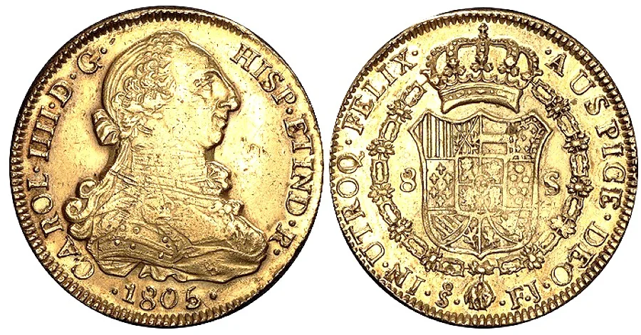 1805-FJ Chile Emperor Charles IV, AU 8 Escudos aEF