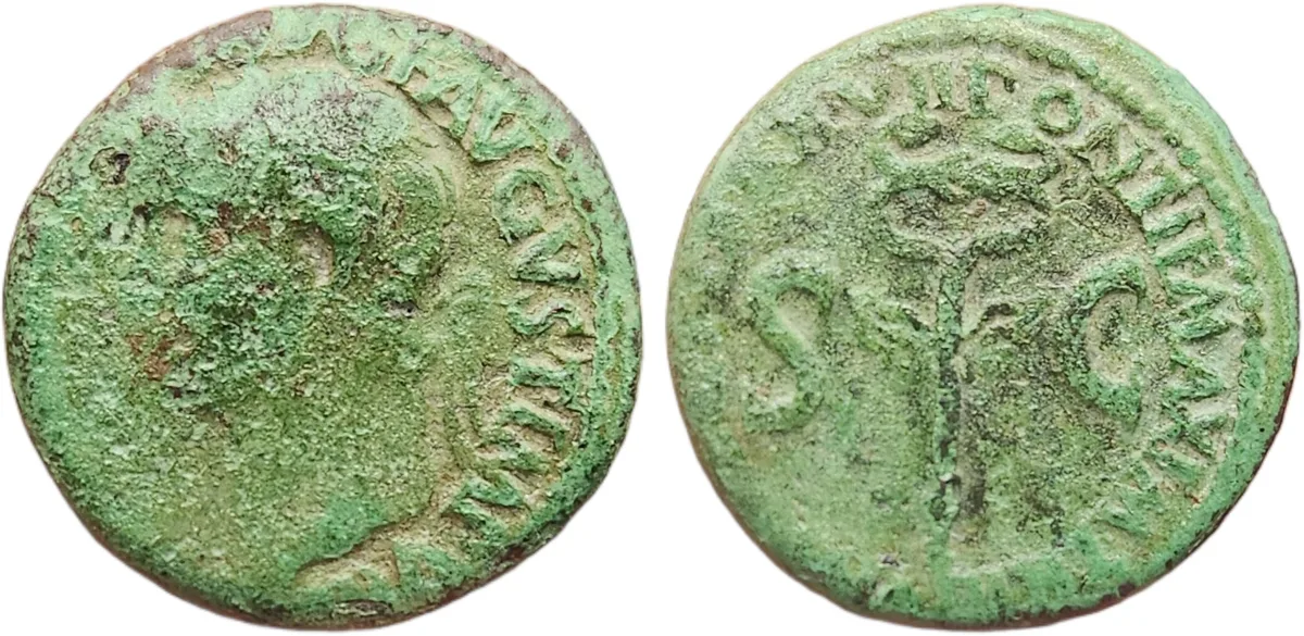 Tiberius, As, nice green patina