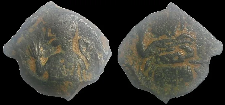 Nabataean Kingdom Aretas IV and Shuqailat 9 BC-40 AD (Struck 16–19 AD) 15mm 2.10gm Petra (Jordan) mint