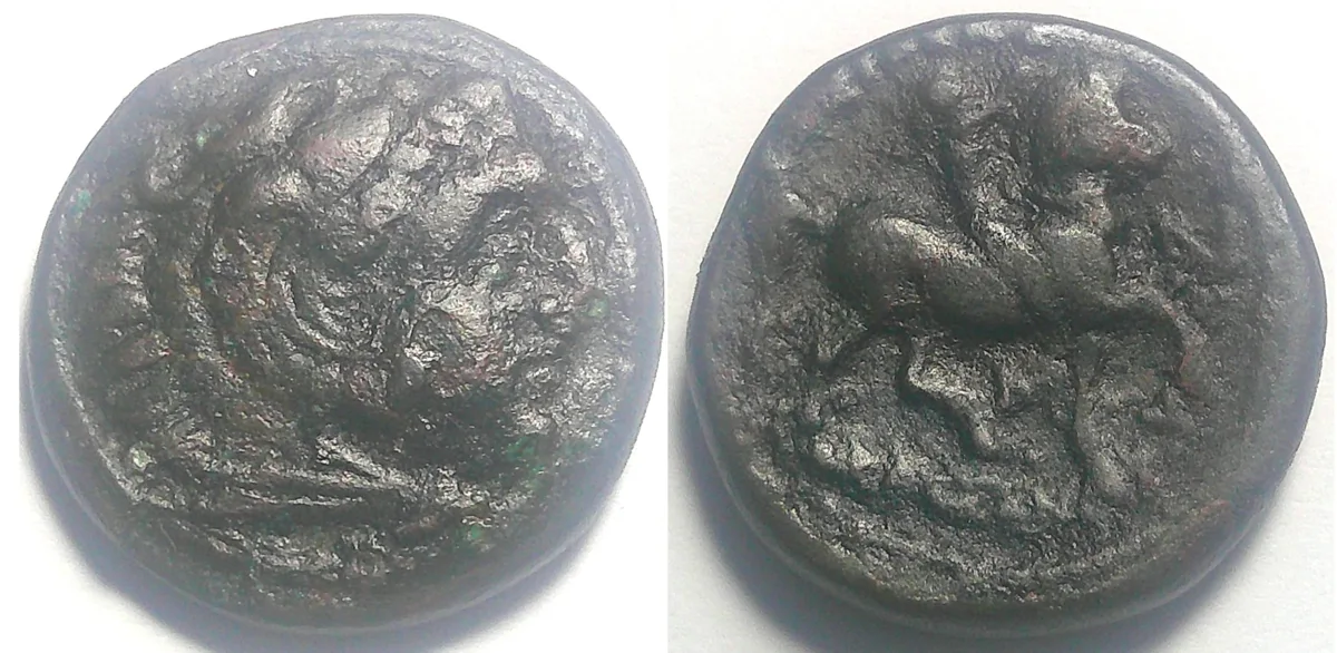 Kings of Macedon, Kassander 319-297 BC AE 19.8mm 5.75gm Herakles / Horseman advancing