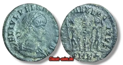 Delmatius Caesar AD 335-337 AE Nummus Cyzicus SMKA - GLORIA EXERCITVS - RIC 132