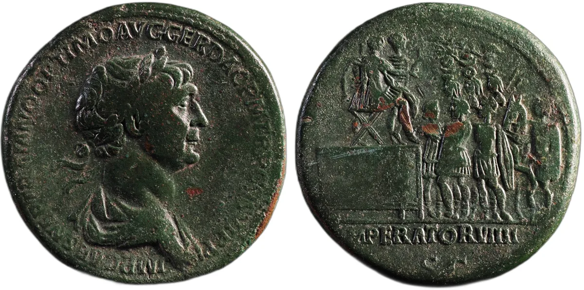 Sestertius of Trajan, 115-116 CE.