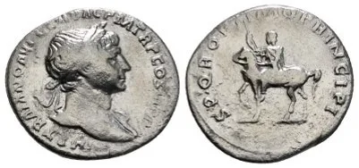 Trajan - A.D. 112-114 - Silver Denarius - RIC # 291 - S P Q R OPTIMO PRINCIPI