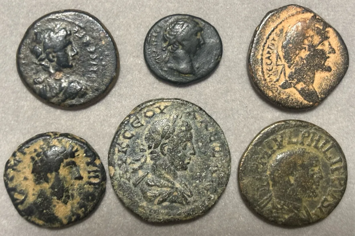 Lot of 6 provincial coins - Caligula, Trajan, Lucius Verus etc.