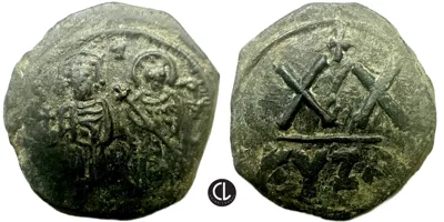 Phocas with Leontia, AE Half Follis, Cyzicus Mint, AD 602-610
