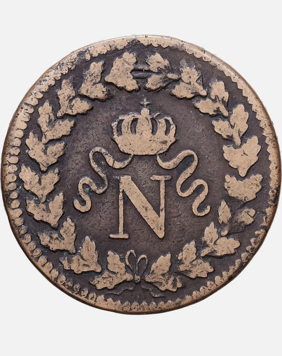 Fall of Napoleon & Louis 18 ( 2 coins) : France 1815 BB Un Decime Copper coin