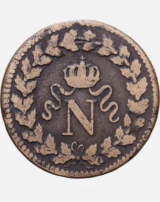 Fall of Napoleon & Louis 18 ( 2 coins) : France 1815 BB Un Decime Copper coin