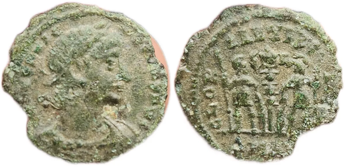 Silvered! AE4 Constantinian bronze coin