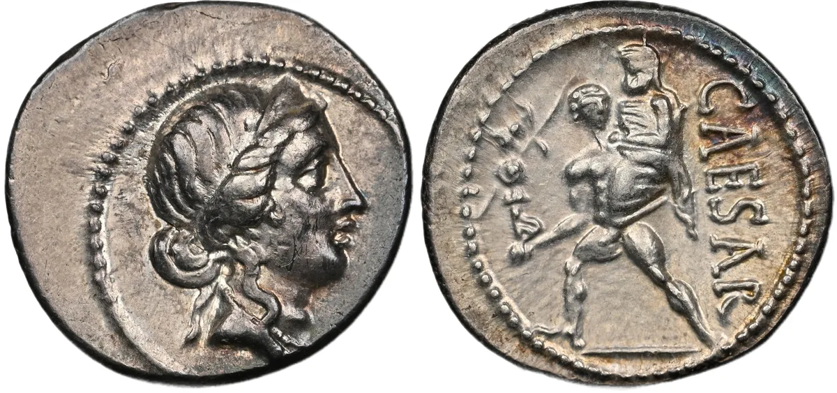 Julius Caesar, as Dictator (49-44 BC). AR denarius (18mm, 3.86 gm, 7h).