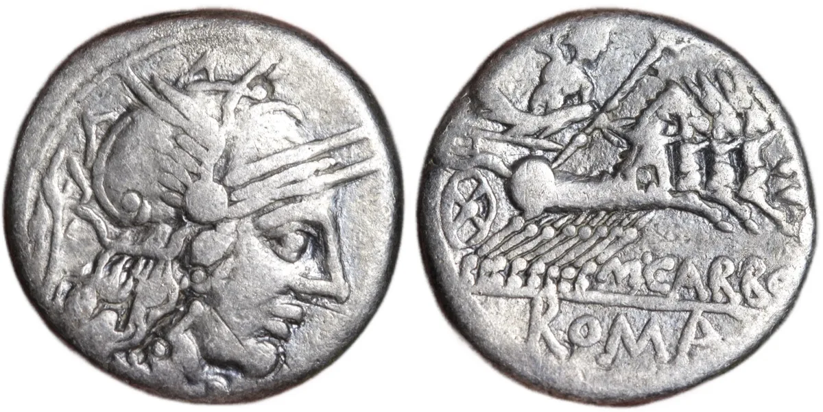 Roman Republic Silver Denarius 122BC M. Papirius Carbo