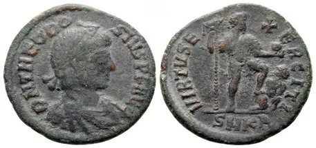 Theodosius I - A.D. 383 - 388 - AE 2 Follis - VIRTVS E-XERCITI RIC # 25b