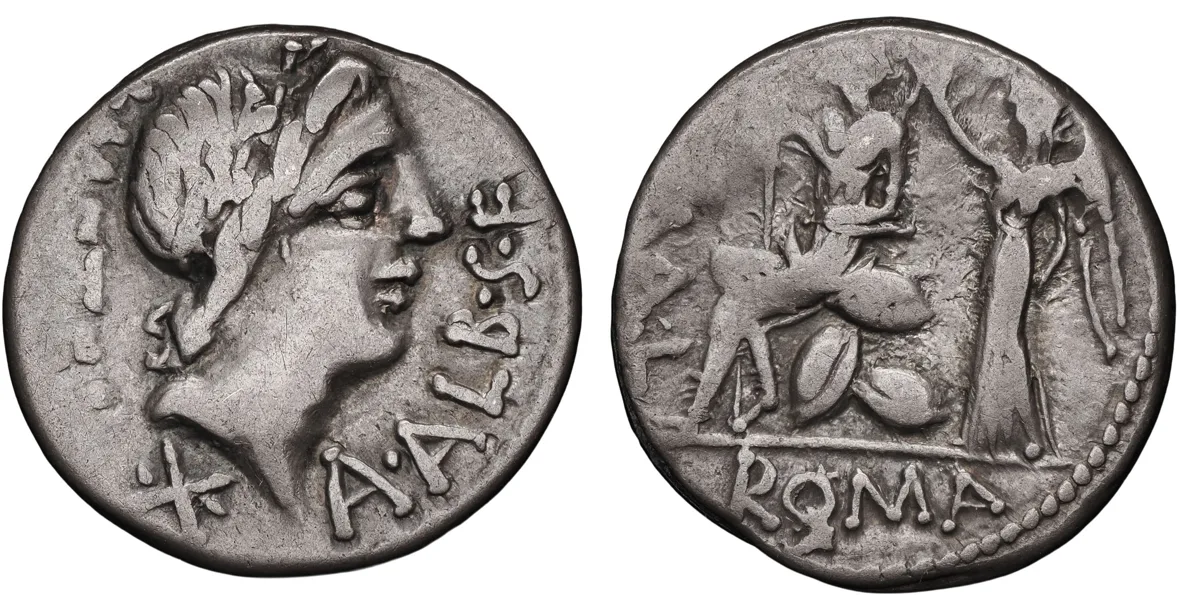 ROMAN REPUBLIC. Alliance issue. AR Denarius