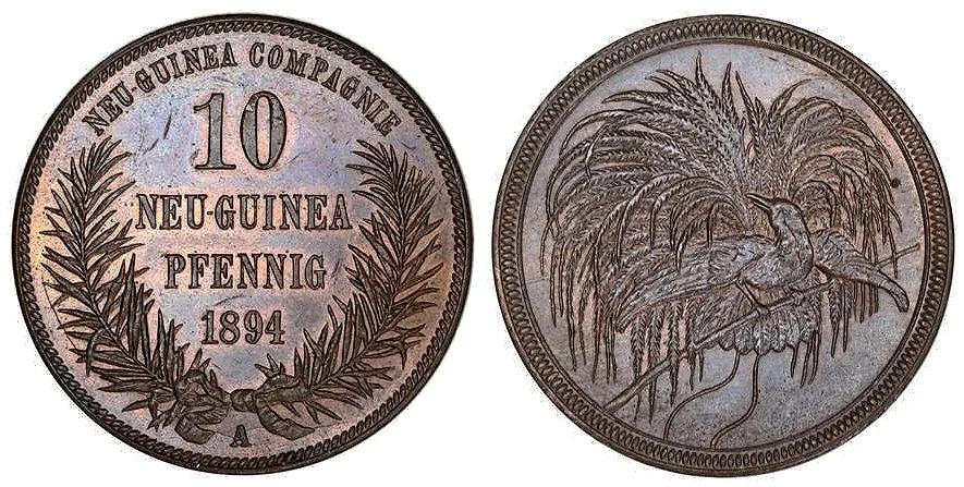 1894A German New Guinea, Wilhelm II, Bird of Paradise 10 Pfennig UNC scarce