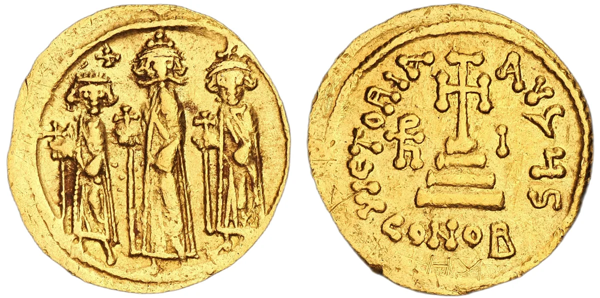 Heraclius, with Heraclius Constantine and Heraclonas, 610-641, Solidus