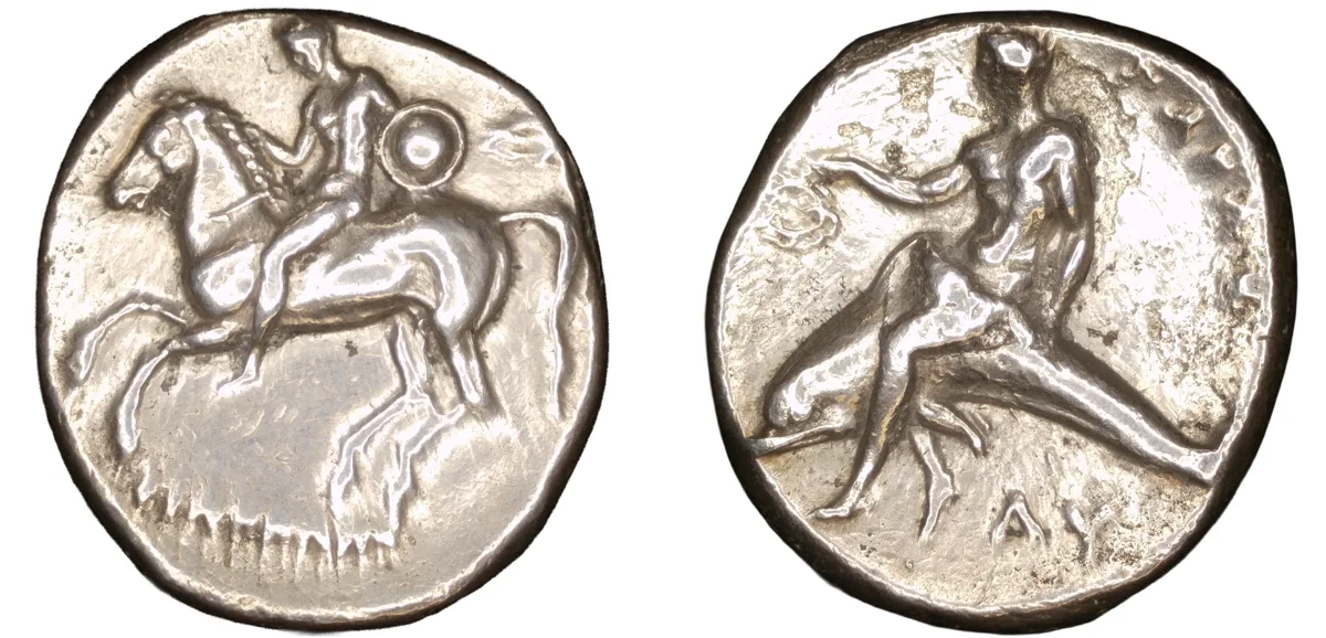 Calabria, Tarentum. 280 BC. AR Didrachm or Nomos.