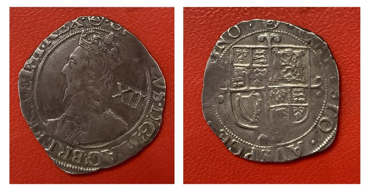 Charles the 1st Shilling, 1625-1649 era silver coin!